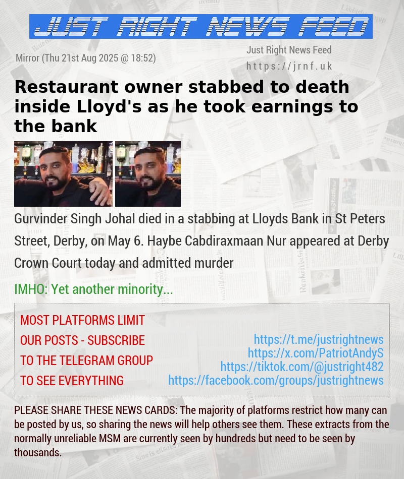 Restaurant owner stabbed to death inside Lloyd’s as he took earnings to the bank
