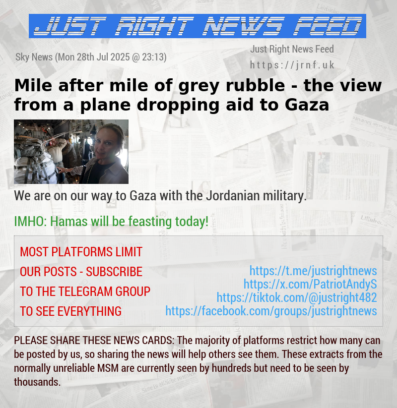 Mile after mile of grey rubble — the view from a plane dropping aid to Gaza