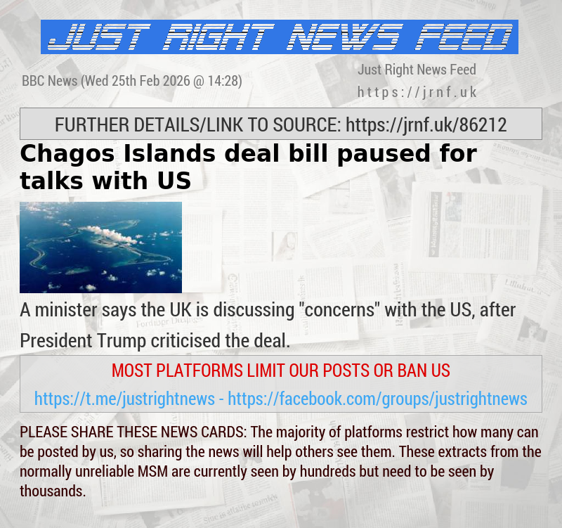 Chagos Islands deal bill paused for talks with US