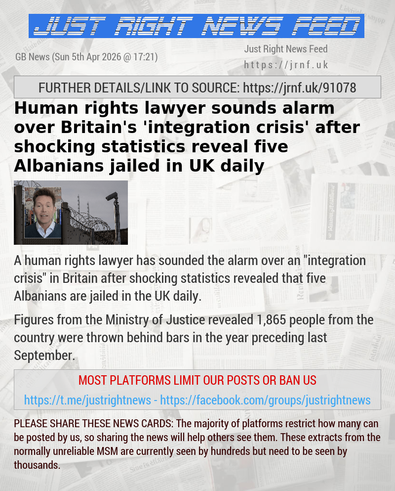 Human rights lawyer sounds alarm over Britain’s ’integration crisis’ after shocking statistics reveal five Albanians jailed in UK daily