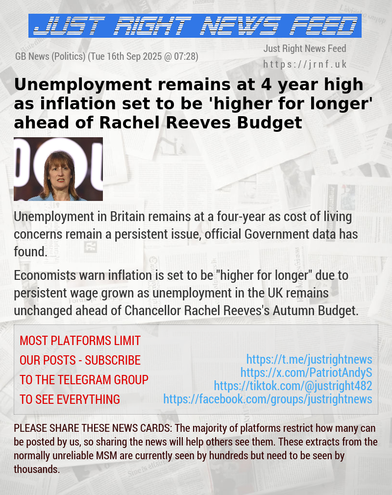 Unemployment remains at 4—year high as inflation set to be ’higher for longer’ ahead of Rachel Reeves Budget