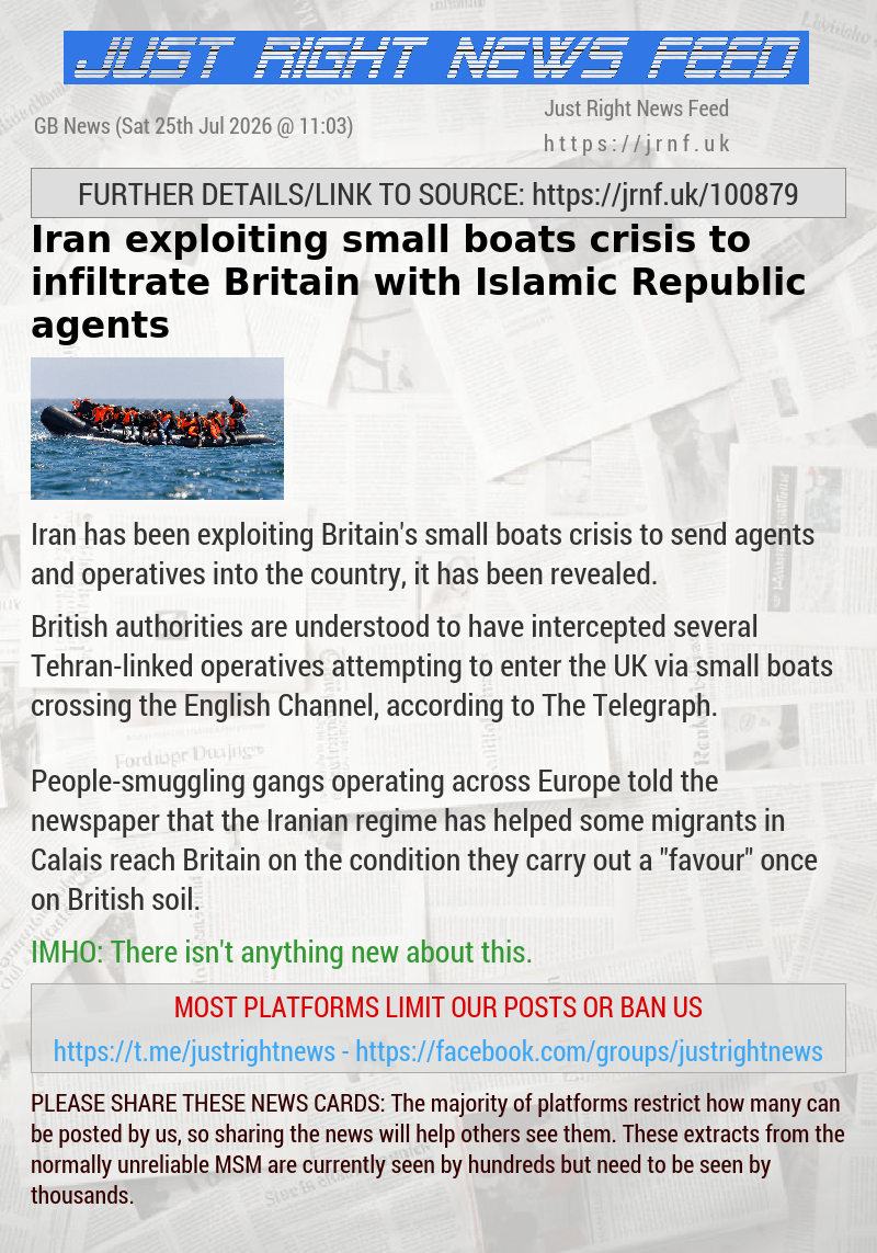 Iran exploiting small boats crisis to infiltrate Britain with Islamic Republic agents
