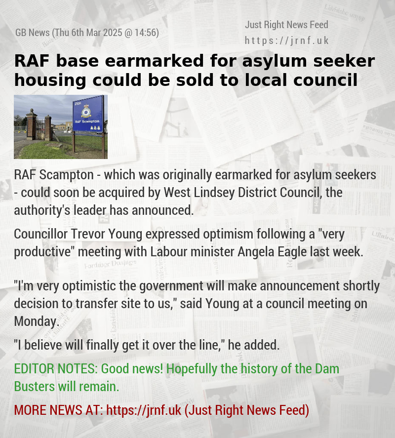 RAF base earmarked for asylum seeker housing could be sold to local council