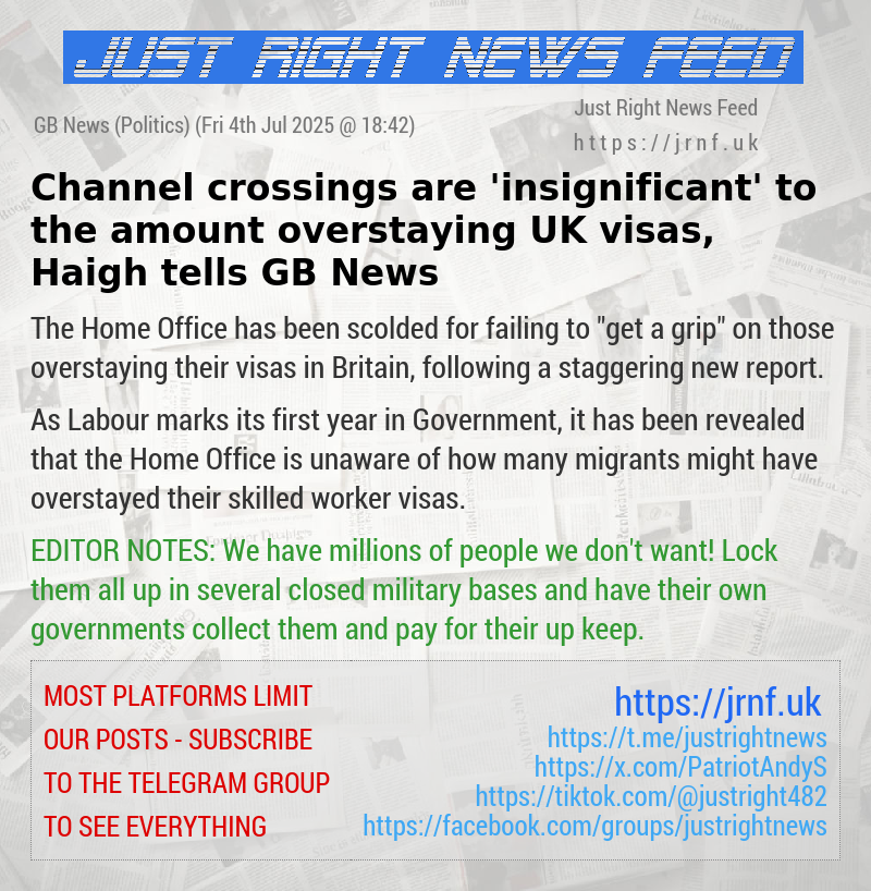 Channel crossings are ’insignificant’ to the amount overstaying UK visas, Haigh tells GB News