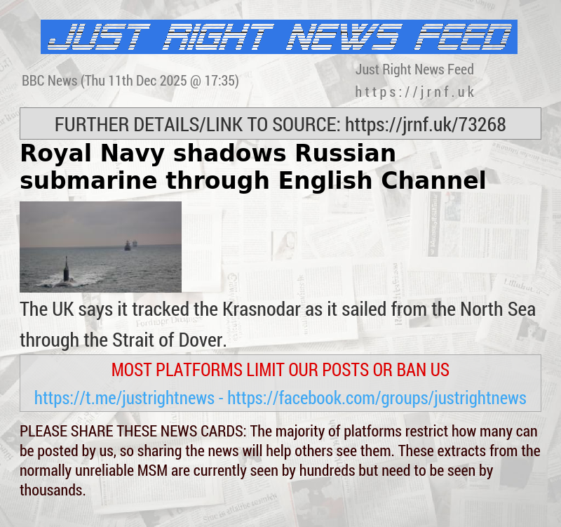 Royal Navy shadows Russian submarine through English Channel