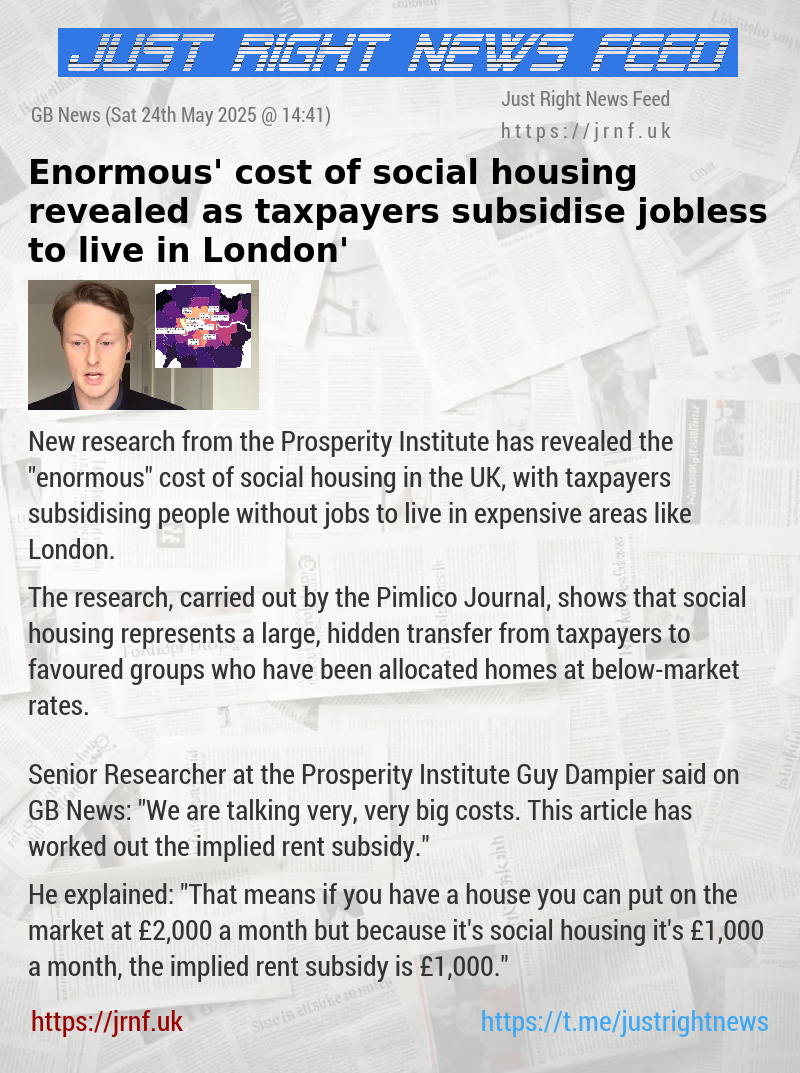‘Enormous’ cost of social housing revealed as taxpayers ‘subsidise jobless to live in London’