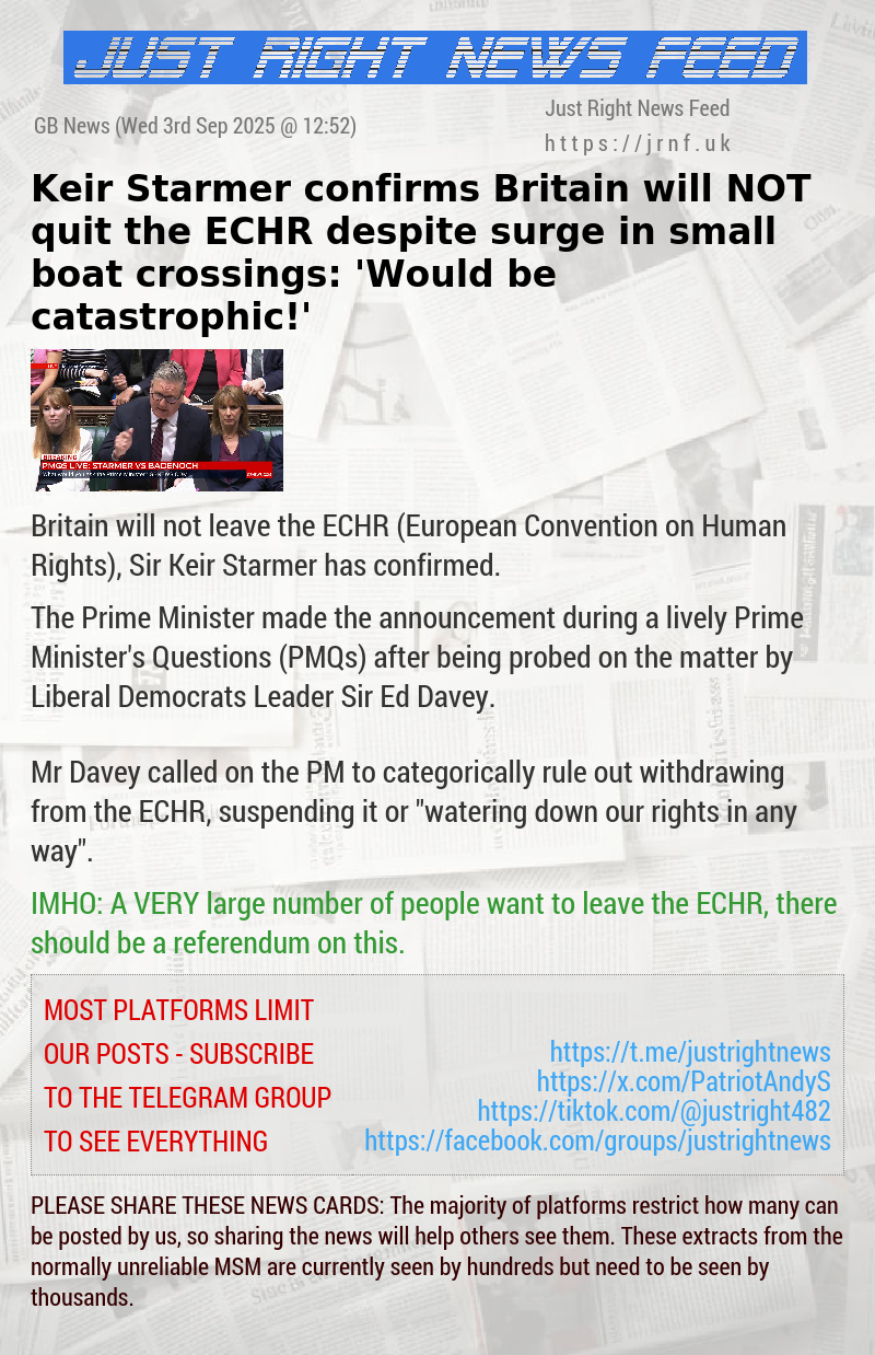 Keir Starmer confirms Britain will NOT quit the ECHR despite surge in small boat crossings: ’Would be catastrophic!’