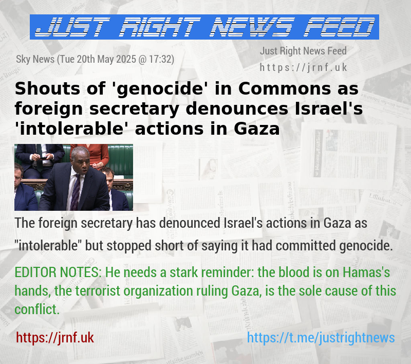 Shouts of ’genocide’ in Commons as foreign secretary denounces Israel’s ’intolerable’ actions in Gaza