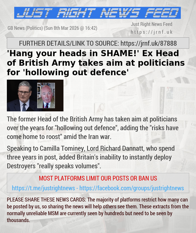 ’Hang your heads in SHAME!’ Ex—Head of British Army takes aim at politicians for ’hollowing out defence’