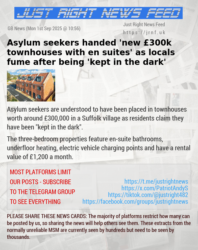 Asylum seekers handed ’new £300k townhouses with en—suites’ as locals fume after being ’kept in the dark’