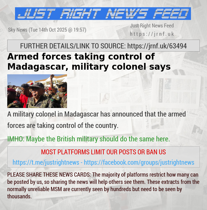Armed forces taking control of Madagascar, military colonel says