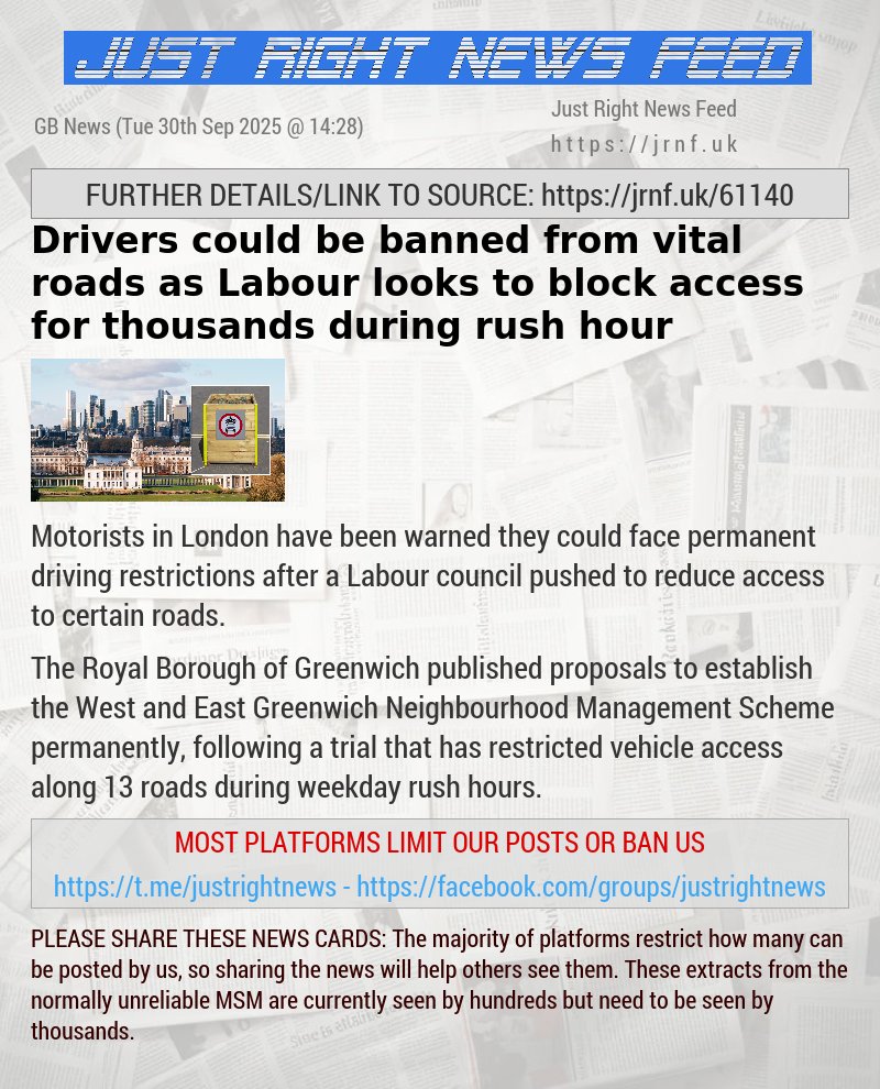 Drivers could be banned from vital roads as Labour looks to block access for thousands during rush hour