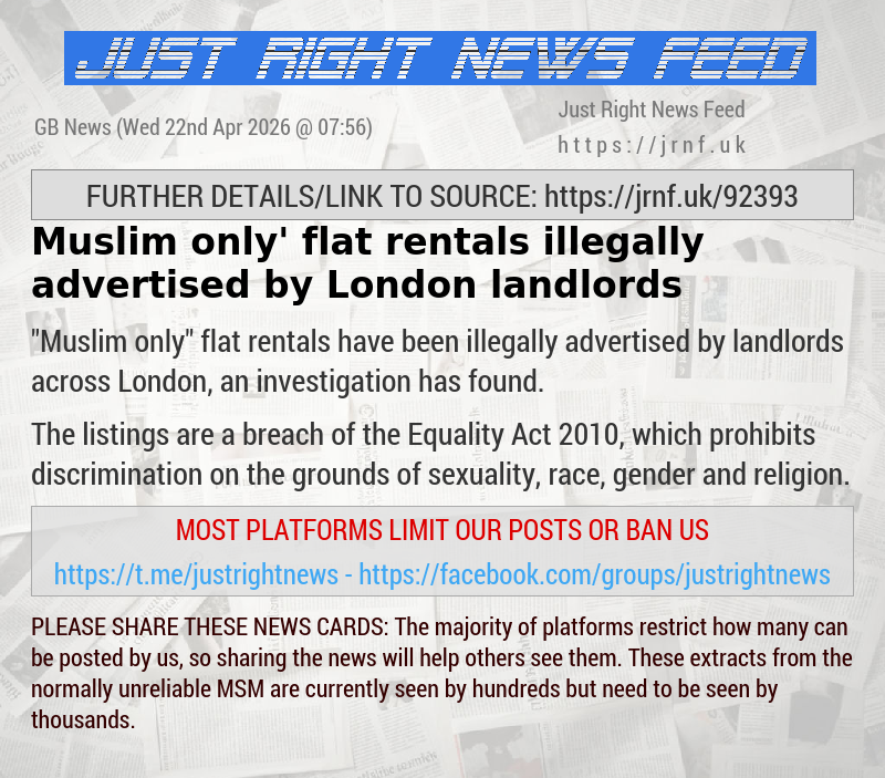 ‘Muslim only’ flat rentals illegally advertised by London landlords