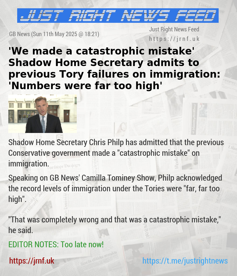 ’We made a catastrophic mistake’ Shadow Home Secretary admits to previous Tory failures on immigration: ’Numbers were far too high’