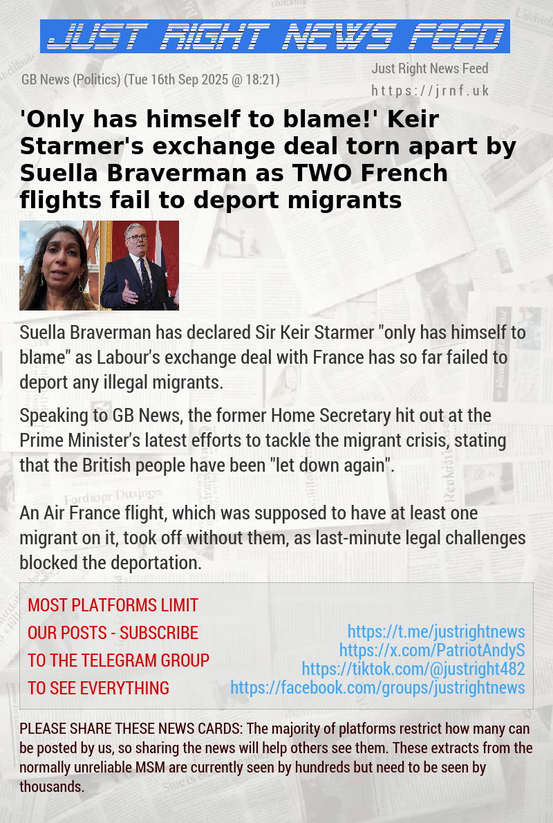 ’Only has himself to blame!’ Keir Starmer’s exchange deal torn apart by Suella Braverman as TWO French flights fail to deport migrants