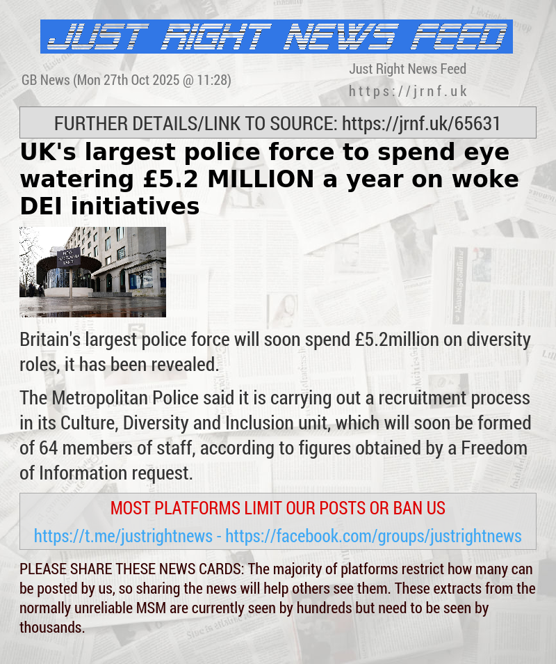 UK’s largest police force to spend eye—watering £5.2 MILLION a year on woke DEI initiatives