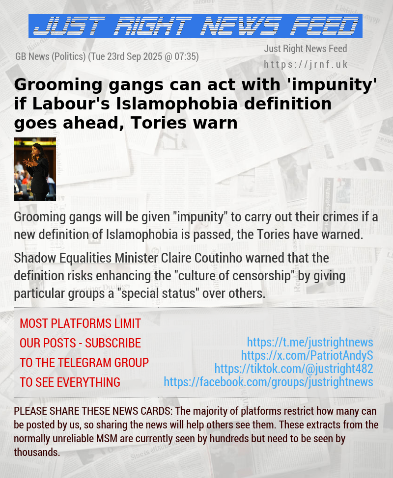 Grooming gangs can act with ’impunity’ if Labour’s Islamophobia definition goes ahead, Tories warn