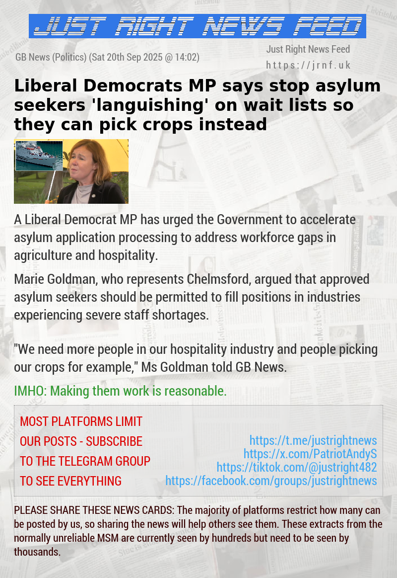 Liberal Democrats MP says stop asylum seekers ‘languishing’ on wait lists so they can pick crops instead