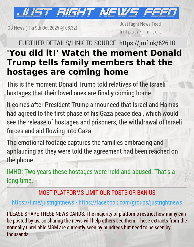 ’You did it!’ Watch the moment Donald Trump tells family members that the hostages are coming home