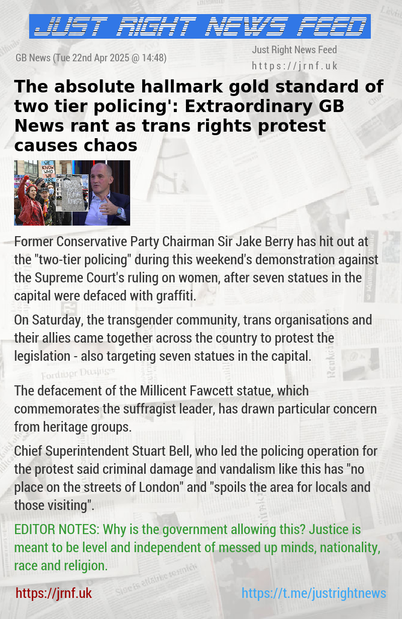 ‘The absolute hallmark gold standard of two—tier policing’: Extraordinary GB News rant as trans rights protest causes chaos