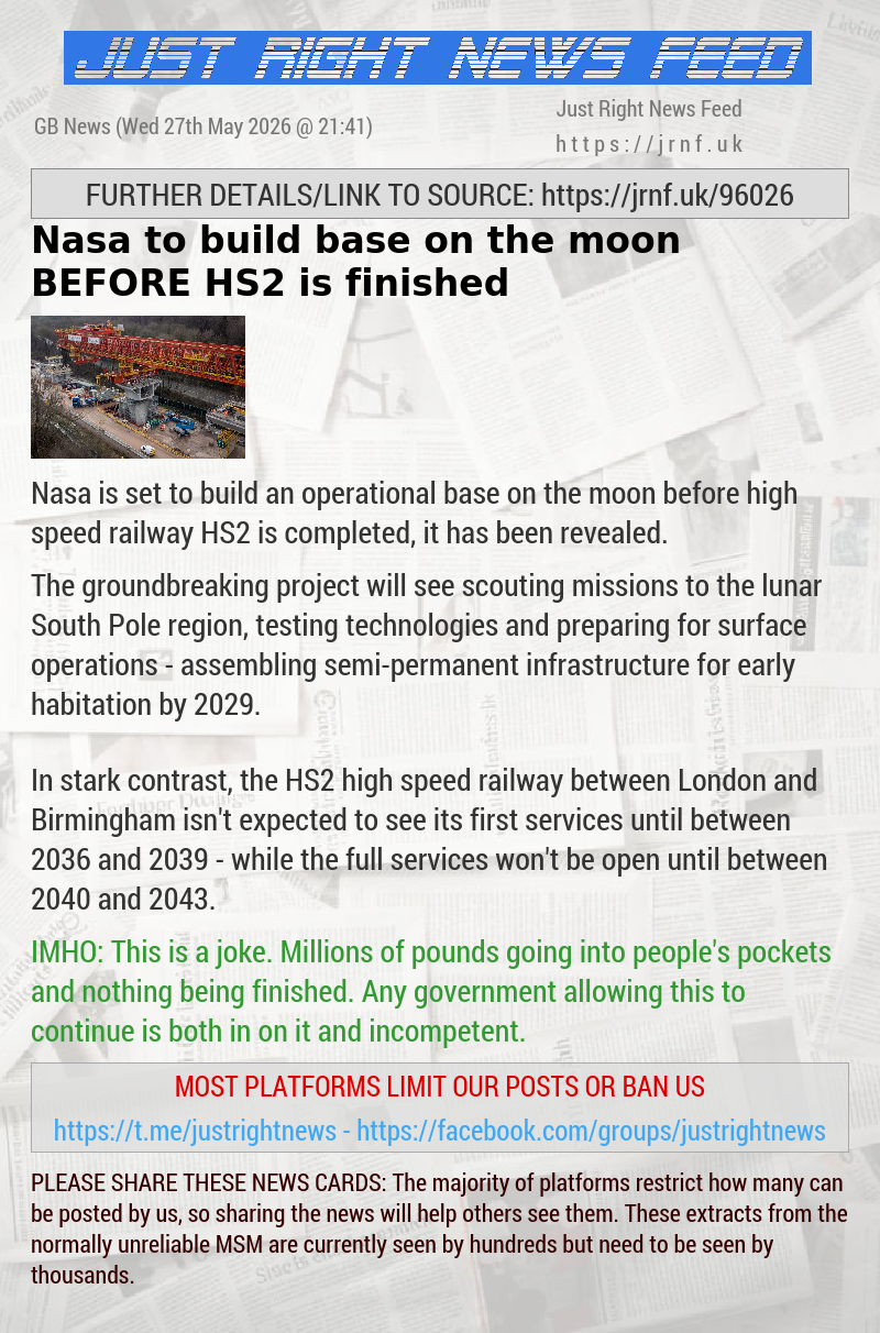 Nasa to build base on the moon BEFORE HS2 is finished