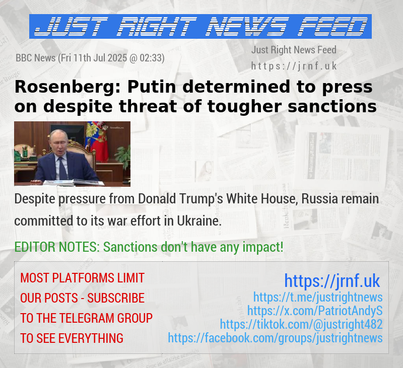 Rosenberg: Putin determined to press on despite threat of tougher sanctions