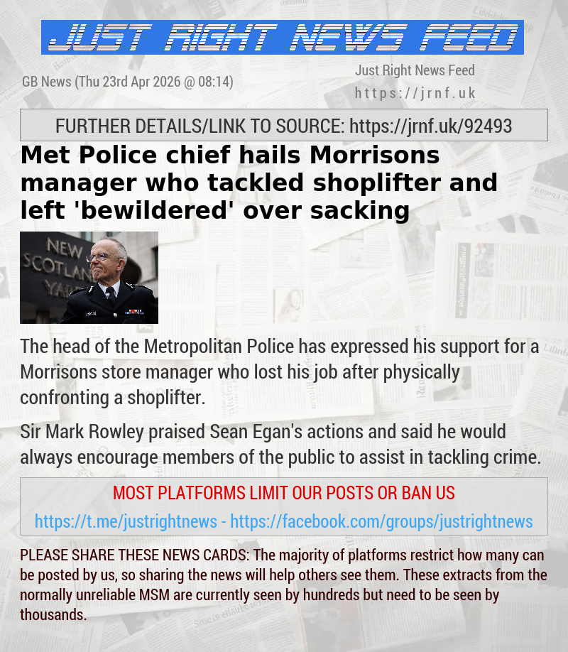 Met Police chief hails Morrisons manager who tackled shoplifter and left ’bewildered’ over sacking