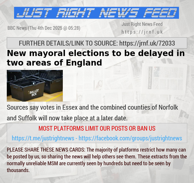 New mayoral elections to be delayed in two areas of England