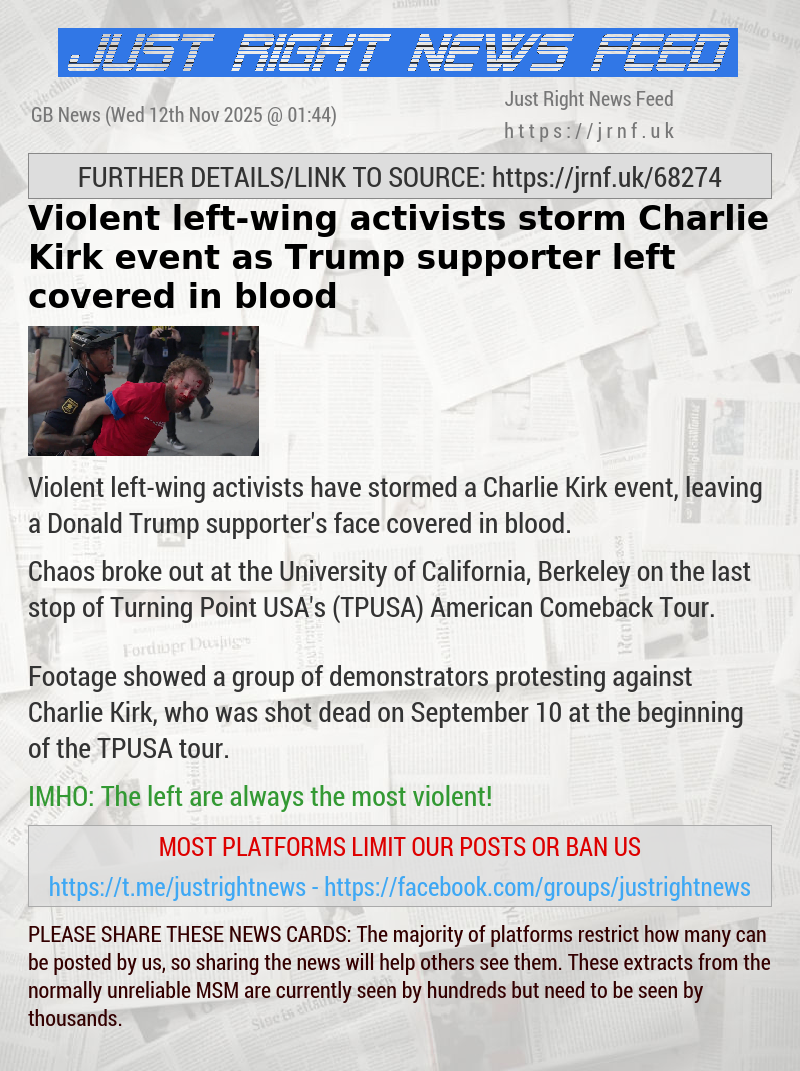 Violent left—wing activists storm Charlie Kirk event as Trump supporter left covered in blood