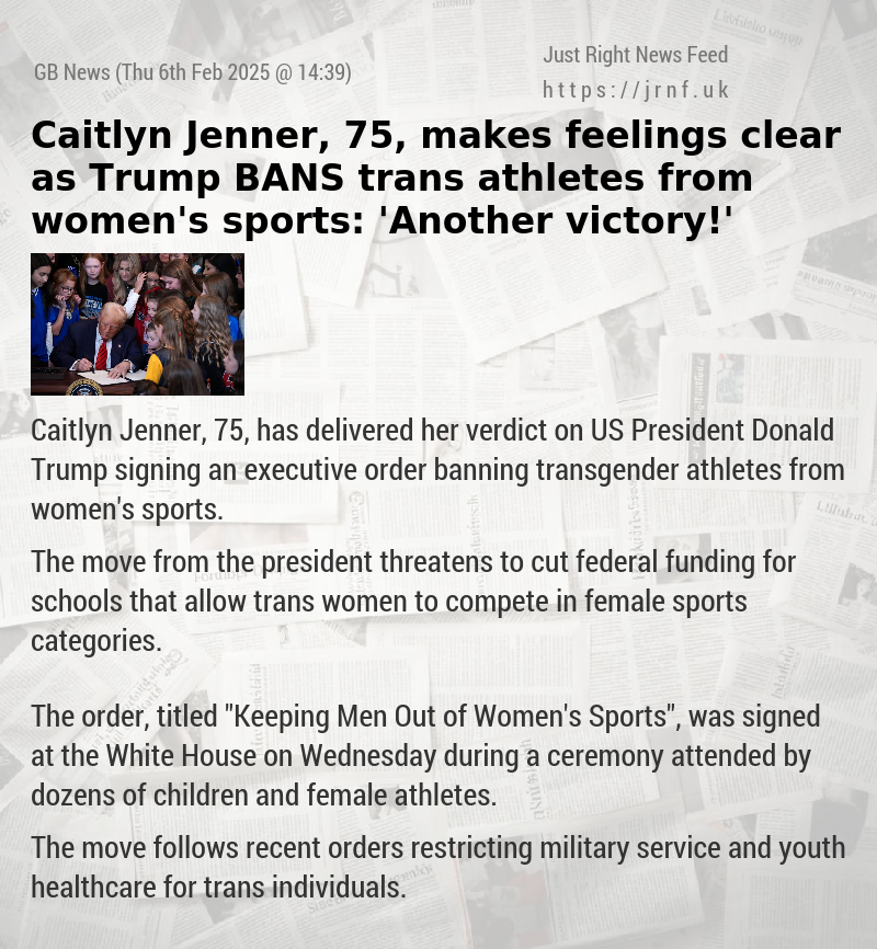 Caitlyn Jenner, 75, makes feelings clear as Trump BANS trans athletes from women’s sports: ’Another victory!’