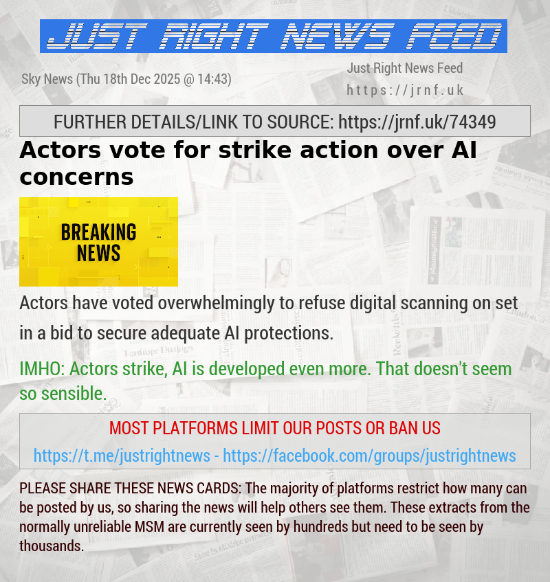 Actors vote for strike action over AI concerns