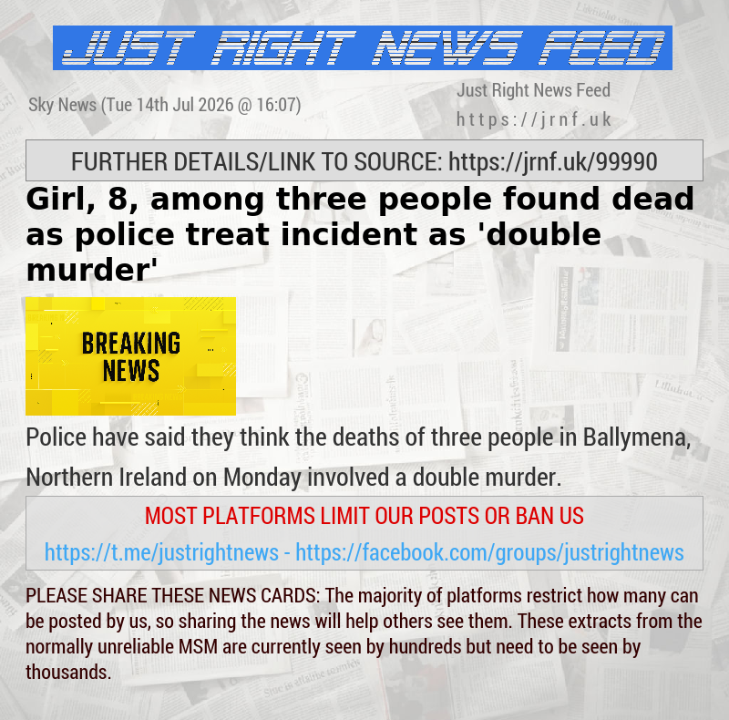 Girl, 8, among three people found dead as police treat incident as ’double murder’
