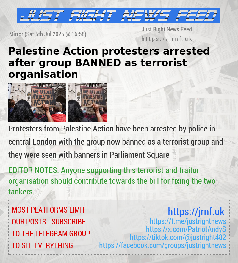 Palestine Action protesters arrested after group BANNED as terrorist organisation