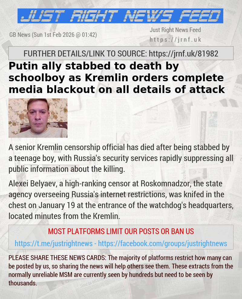 Putin ally stabbed to death by schoolboy as Kremlin orders complete media blackout on all details of attack