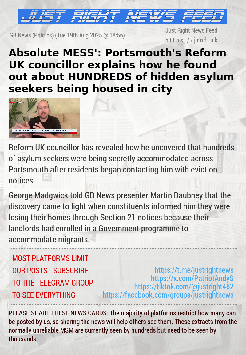 ‘Absolute MESS’: Portsmouth’s Reform UK councillor explains how he found out about HUNDREDS of hidden asylum seekers being housed in city