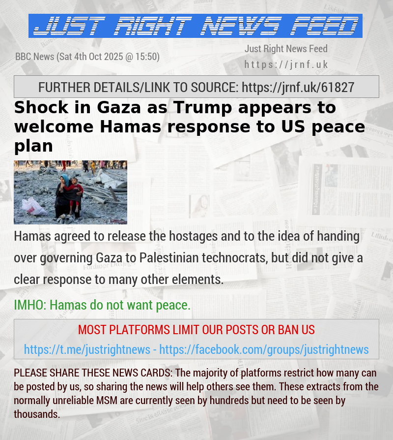 Shock in Gaza as Trump appears to welcome Hamas response to US peace plan