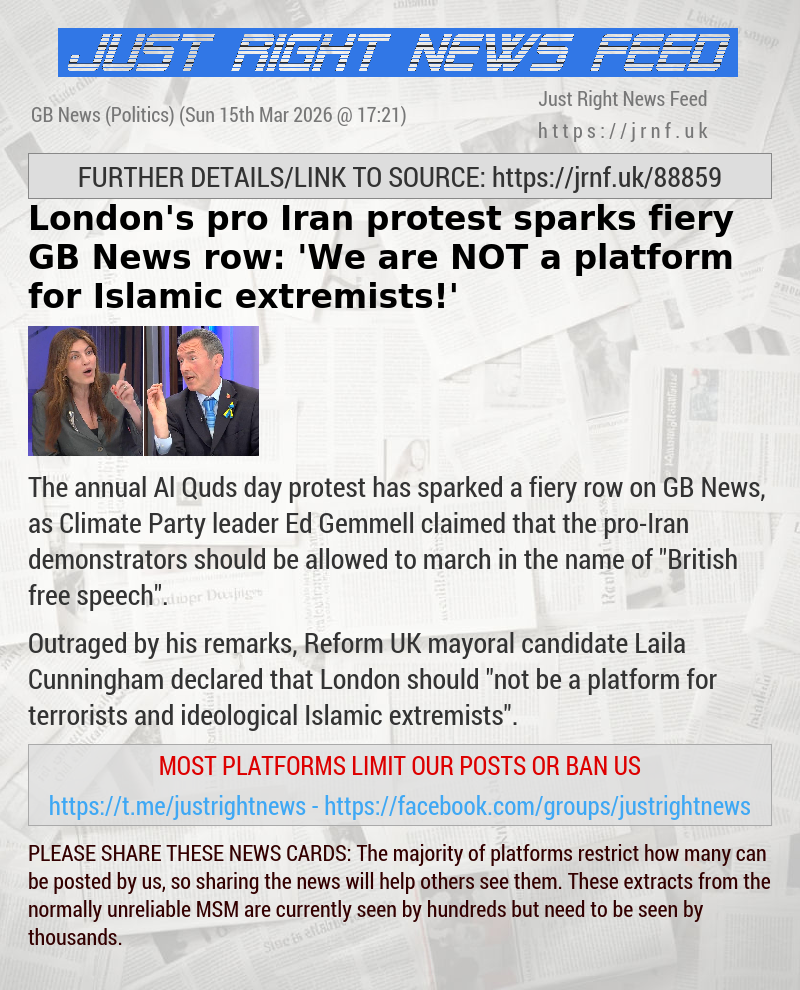 London’s pro—Iran protest sparks fiery GB News row: ’We are NOT a platform for Islamic extremists!’