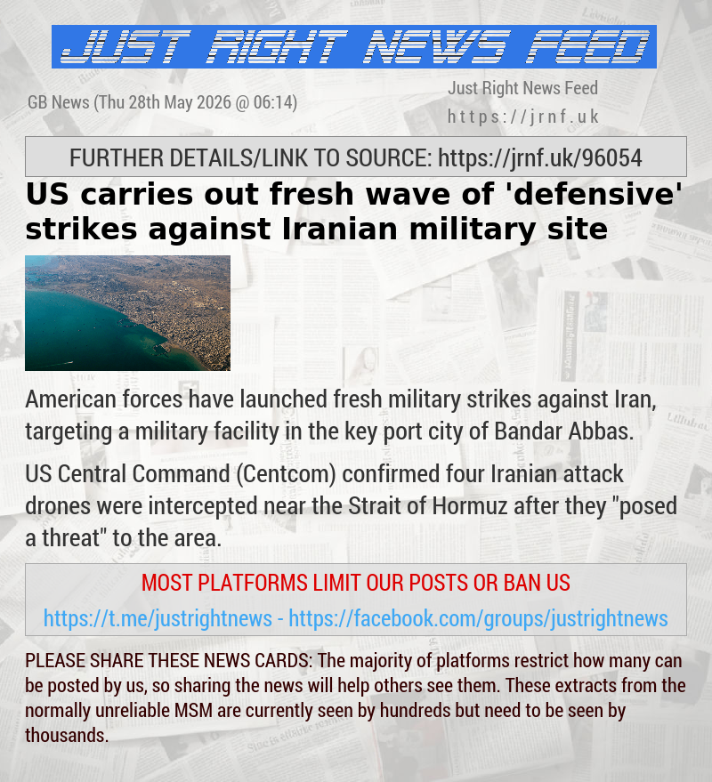 US carries out fresh wave of ’defensive’ strikes against Iranian military site