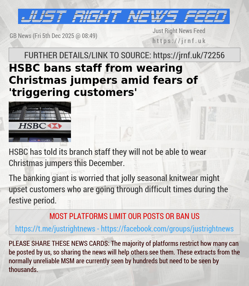 HSBC bans staff from wearing Christmas jumpers amid fears of ’triggering customers’