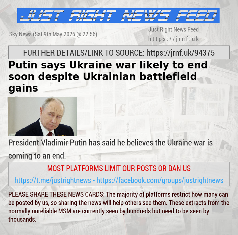 Putin says Ukraine war likely to end soon — despite Ukrainian battlefield gains