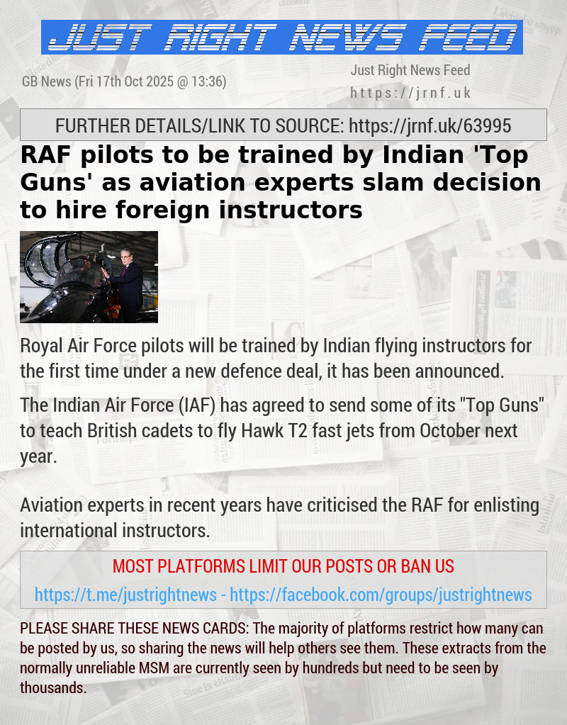 RAF pilots to be trained by Indian ’Top Guns’ as aviation experts slam decision to hire foreign instructors