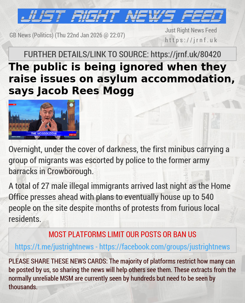 The public is being ignored when they raise issues on asylum accommodation, says Jacob Rees—Mogg