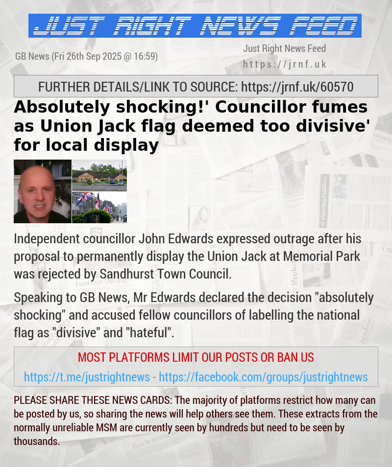 ‘Absolutely shocking!’ Councillor fumes as Union Jack flag deemed ‘too divisive’ for local display