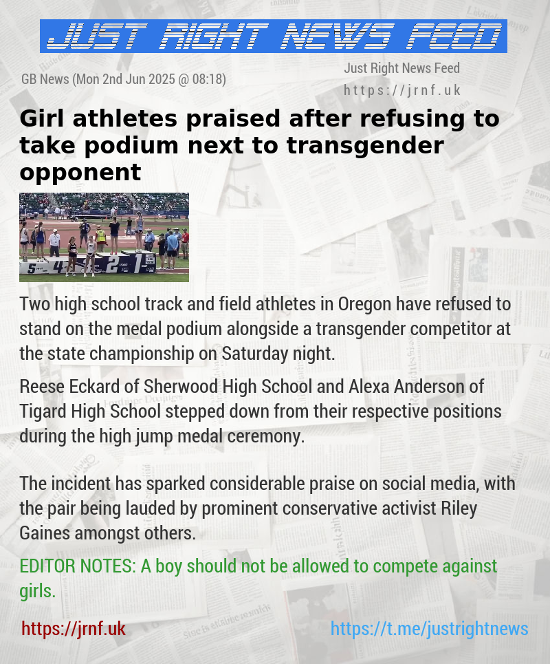 Girl athletes praised after refusing to take podium next to transgender opponent