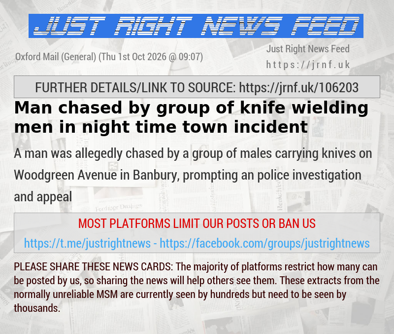 Man chased by group of knife—wielding men in night time town incident