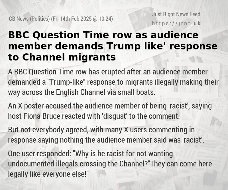 BBC Question Time row as audience member demands ‘Trump—like’ response to Channel migrants