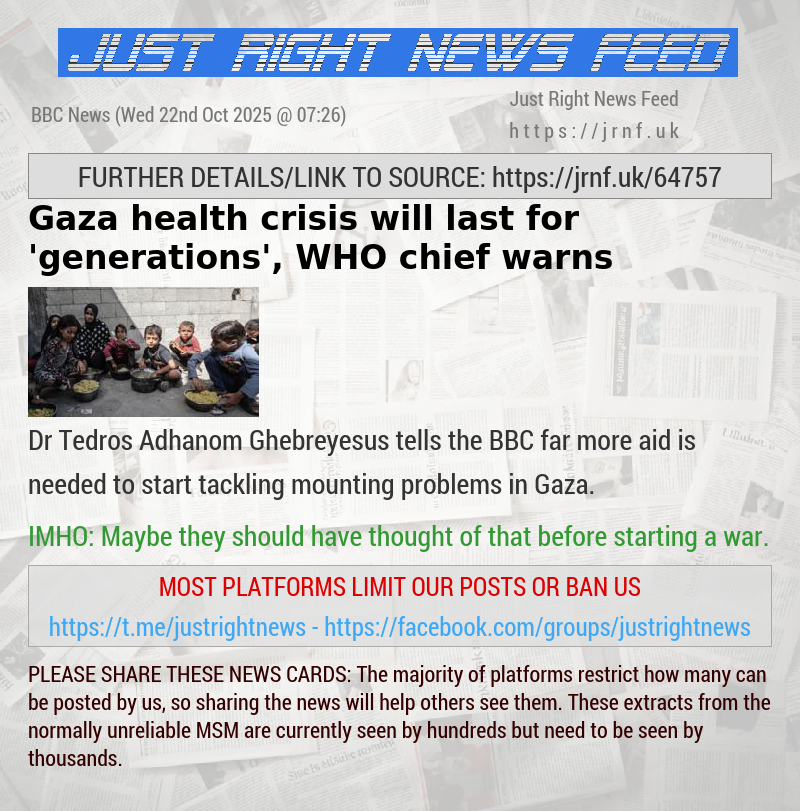 Gaza health crisis will last for ’generations’, WHO chief warns