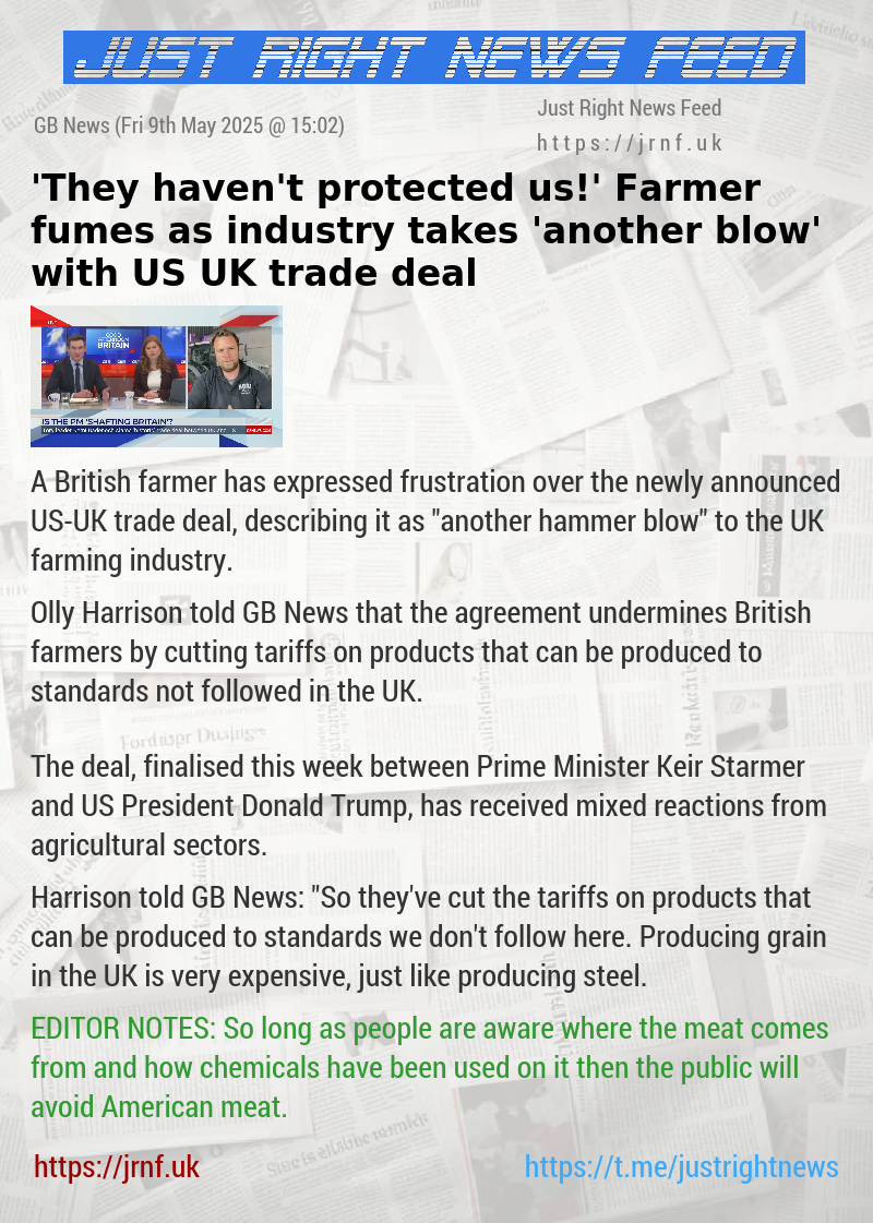 ’They haven’t protected us!’ Farmer fumes as industry takes ’another blow’ with US—UK trade deal