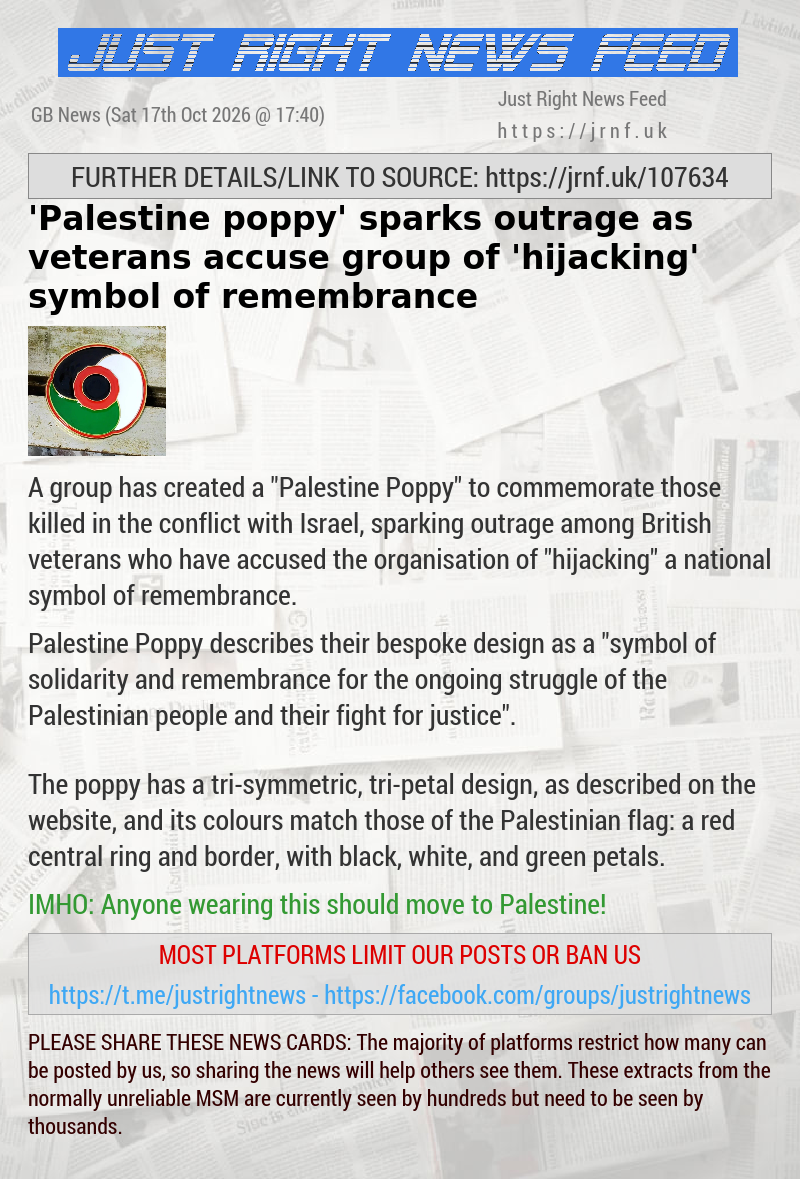 ‘Palestine poppy’ sparks outrage as veterans accuse group of ‘hijacking’ symbol of remembrance
