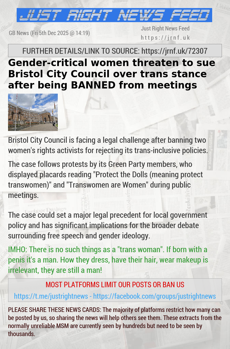 Gender—critical women threaten to sue Bristol City Council over trans stance after being BANNED from meetings